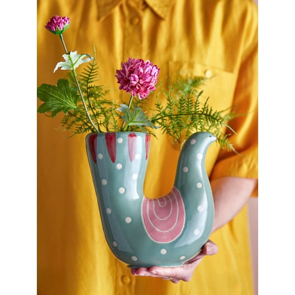 Зелена глинена ръчно рисувана ваза (височина 19 cm) Trudy – Bloomingville-image-3