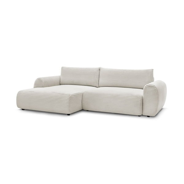 Кремав разтегателен ъглов диван от рипсено кадифе (ляв ъгъл) Lucien – Bobochic Paris-image-3