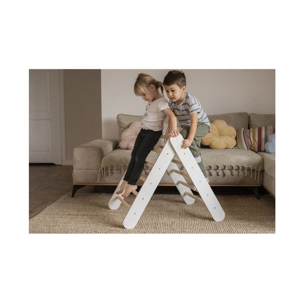 Бял пиклер триъгълник от масивен бор 46x87x60 cm Montessori – Meowbaby-image-2