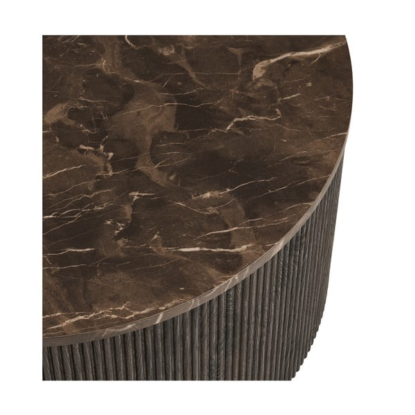Тъмнокафява кръгла масичка за кафе с плот от имитация на мрамор ø 80 cm Rota – House Nordic-image-3