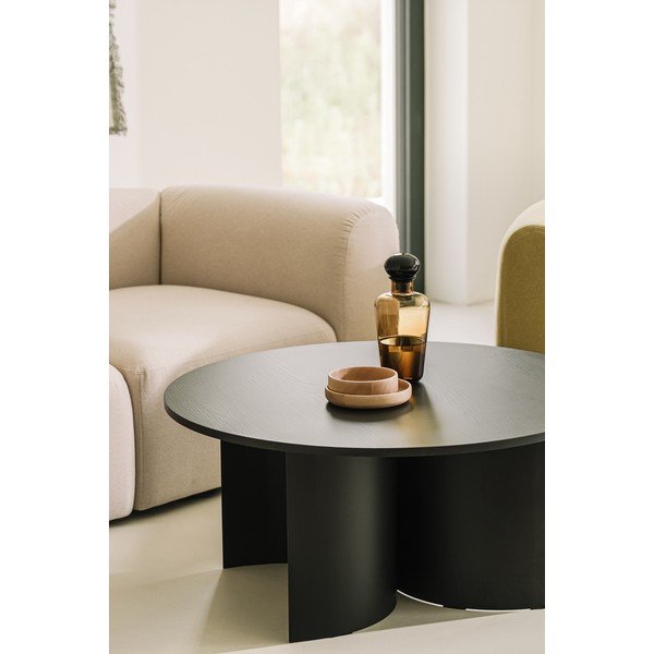 Черна кръгла масичка за кафе с ясенов плот ø 95 cm Gavo – noo.ma-image-3