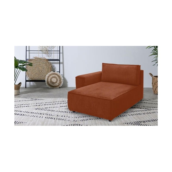 Диван модул от велур в тухлен цвят, ляв ъгъл Nihad modular - Bobochic Paris-image-1