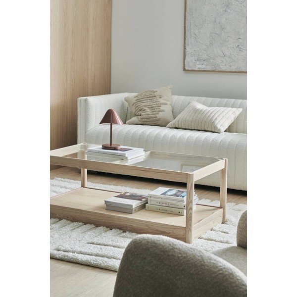 Масичка за кафе със стъклен плот в естествен цвят 60x120 cm Class – Ellos Home-image-1