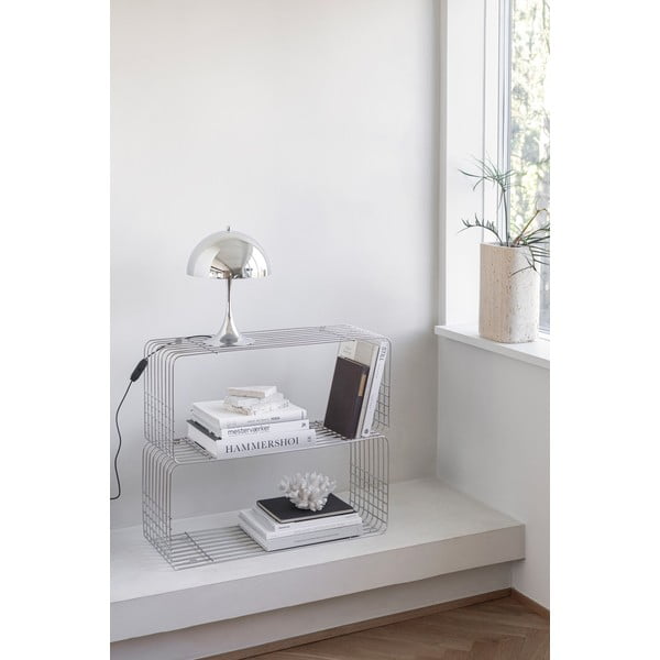 Метална стенна библиотека в блестящо сребрист цвят 70x30 cm Wire – Mette Ditmer Denmark-image-1