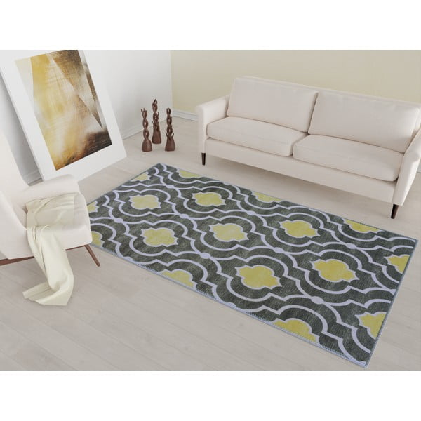 Жълто-сив килим за миене 80x50 cm - Vitaus-image-1