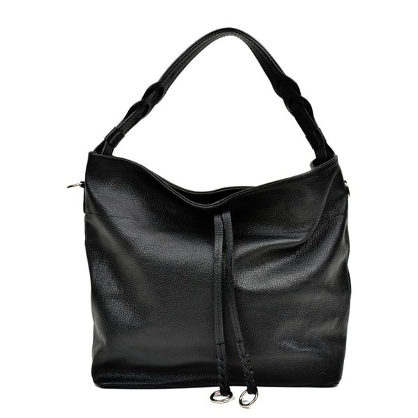 Черна кожена чанта Camila Lento - Carla Ferreri