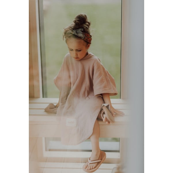 Розово муселиново бебешко пончо размер M - Malomi Kids-image-2