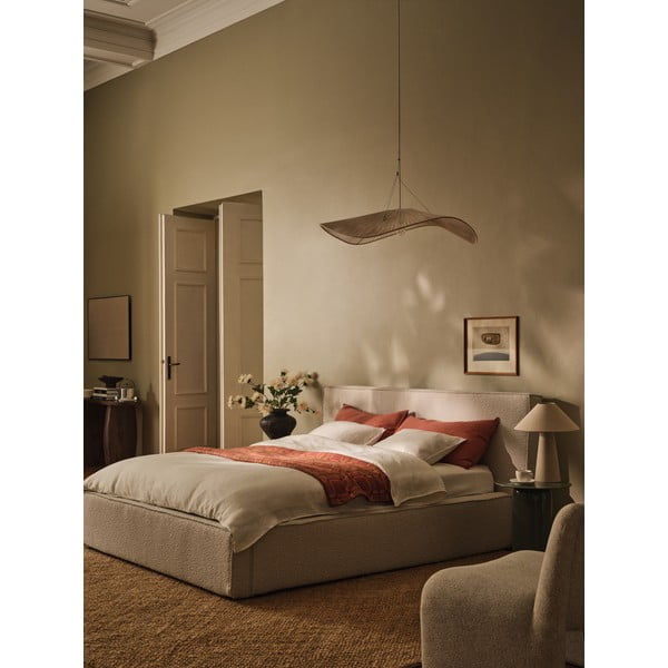 Кремава тапицирана табла за легло 209x100 cm Olivia – Micadoni -image-3