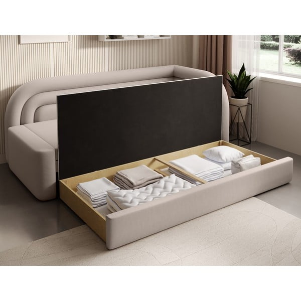 Бежов кадифен разтегателен диван с място за съхранение ляв ъгъл 223 cm Fabillo – ELTAP-image-4