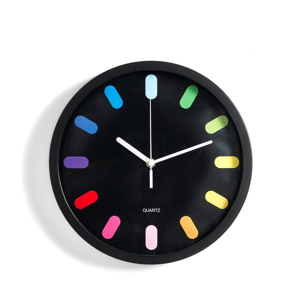 Черен стенен часовник , ø 30 cm Rainbow - Tomasucci