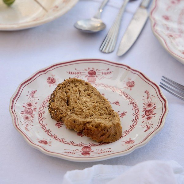 Червена/бяла десертна глинена чиния ø 17 cm Vila – Costa Nova-image-1