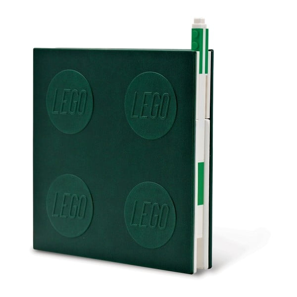 Зелена квадратна тетрадка с гел писалка , 15,9 x 15,9 cm - LEGO®