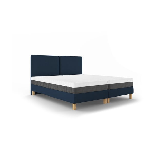 Тъмносиньо двойно легло Lotus, 160 x 200 cm - Mazzini Beds