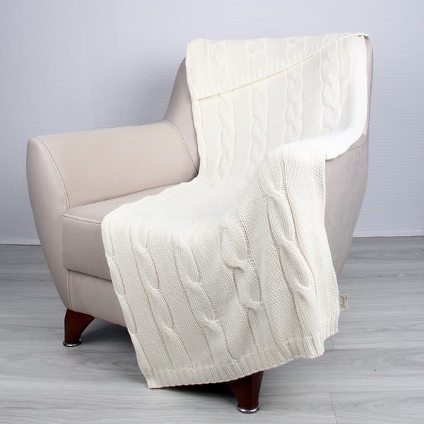 Světle krémový bavlněný přehoz Couture, 130 x 170 cm