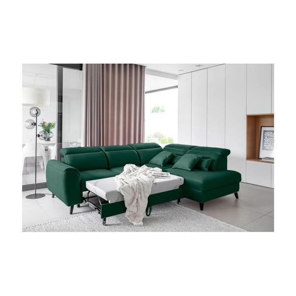 Зелен кадифен разтегателен ъглов диван с място за съхранение (десен ъгъл L форма) Noble – ELTAP-image-4