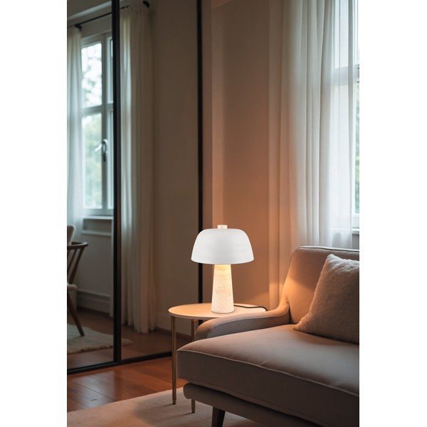 Настолна лампа с метален абажур в бял и бежов цвят (височина 41 cm) Timba – Trio Select-image-1
