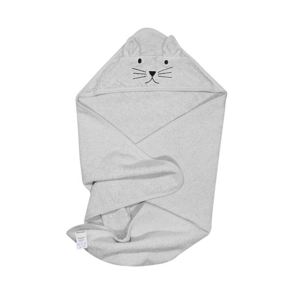 Сива памучна бебешка кърпа с качулка Cat - Kindsgut-image-2