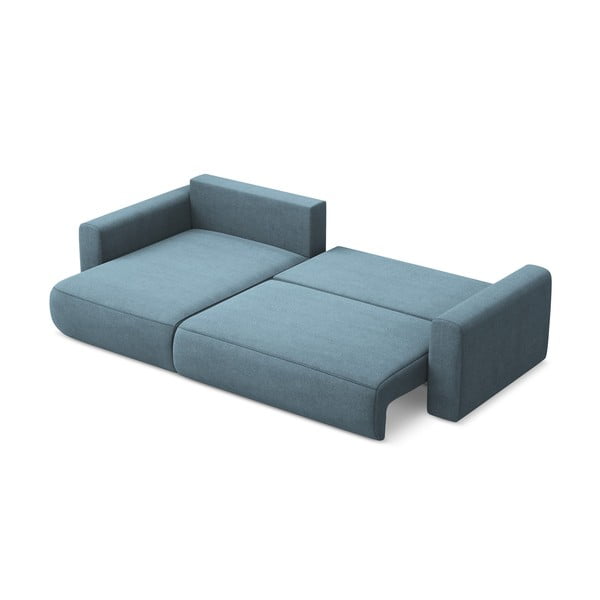 Светлосин разтегателен ъглов диван с място за съхранение (ляв ъгъл) Kapua – Makamii-image-4