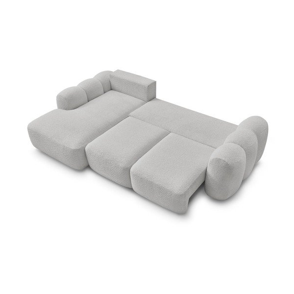 Светлосив сгъваем/с място за съхранение ъглов диван от прежда с примки от букле (ляв ъгъл) Montaigne – Bobochic Paris-image-4