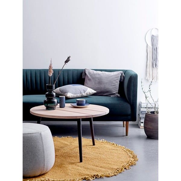 Жълт килим от юта Слънце, ⌀ 150 cm - Bloomingville-image-1