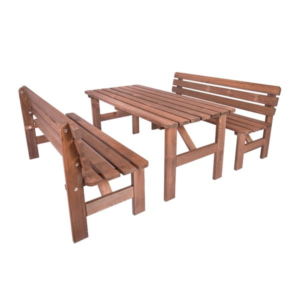 Кафява градинска пейка от масивно дърво Miriam – Rojaplast-image-3