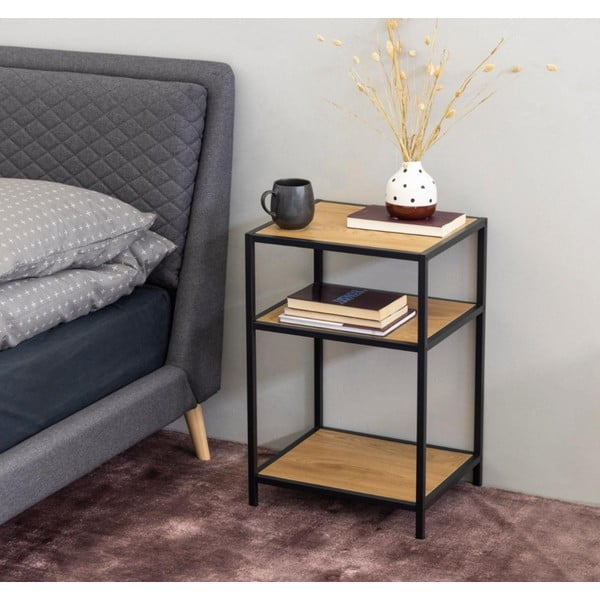 Черно нощно шкафче Seaford - Actona-image-1