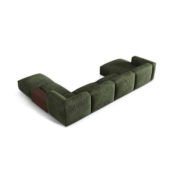 Зелен кадифен модулен ъглов диван (десен ъгъл/U форма) Martina – Micadoni -image-2