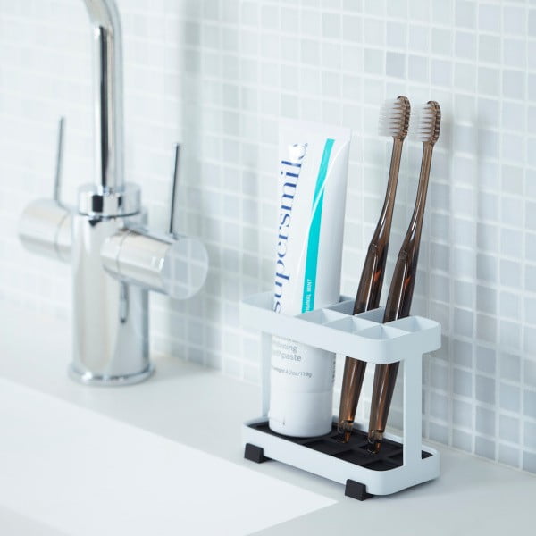 Бял държач за четки и паста за зъби Tower - YAMAZAKI-image-1