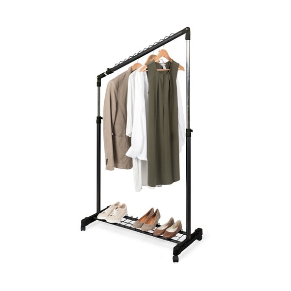 Черна метална телескопична/на колелца стойка за дрехи Under Stairs – Compactor-image-2