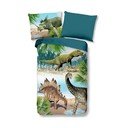 Зелено-синьо  единично  памучно детско спално бельо 140x200 cm Dino – Good Morning