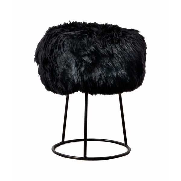 Стол с черна седалка от овча кожа , ⌀ 36 cm - Native Natural
