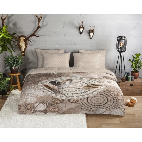 Кафяво единично  фланелено спално бельо 140x200 cm Ringhda – HIP-image-1