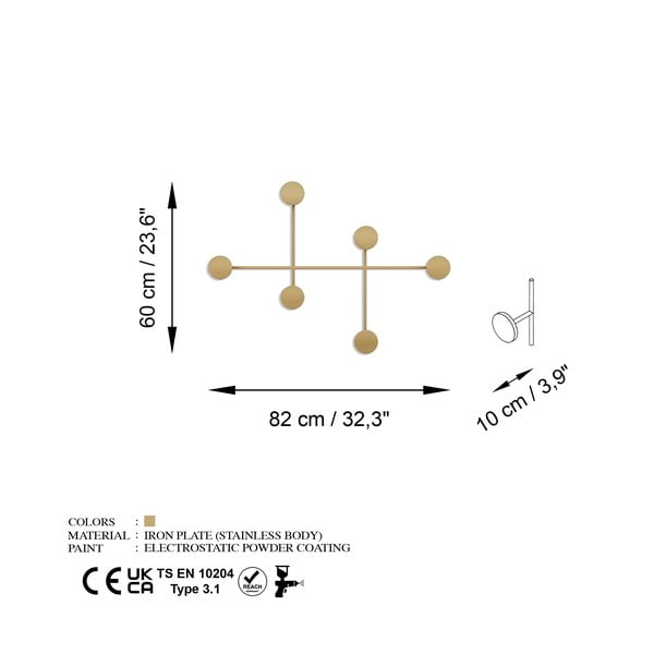 Метална стенна закачалка в златист цвят  Dama-A – Kalune Design-image-4