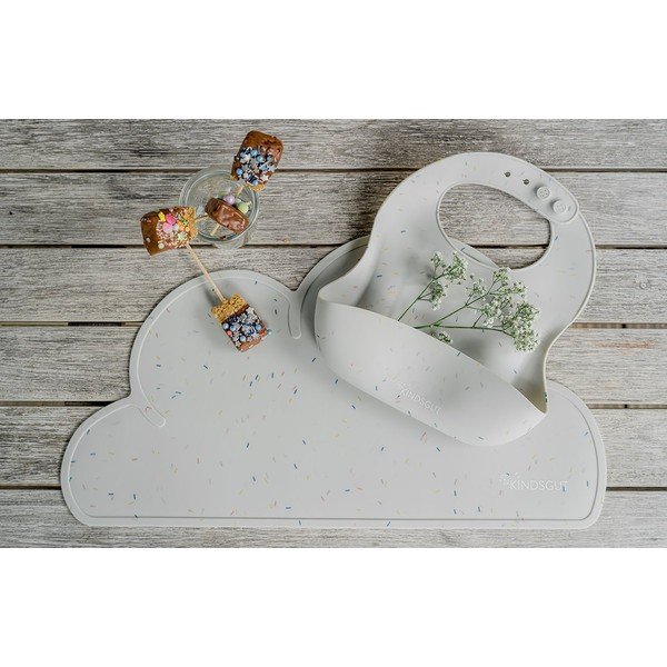 Бял силиконов лигавник с джоб Bib Confetti - Kindsgut-image-1