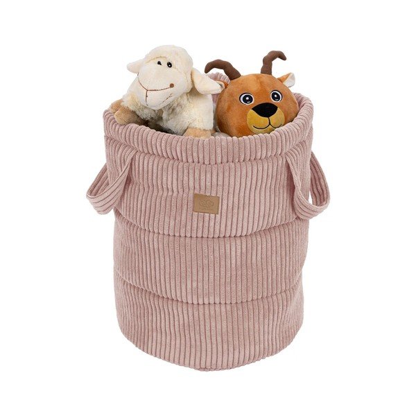 Розова текстилна детска кошница за играчки ø 39x50 cm – Meowbaby-image-1