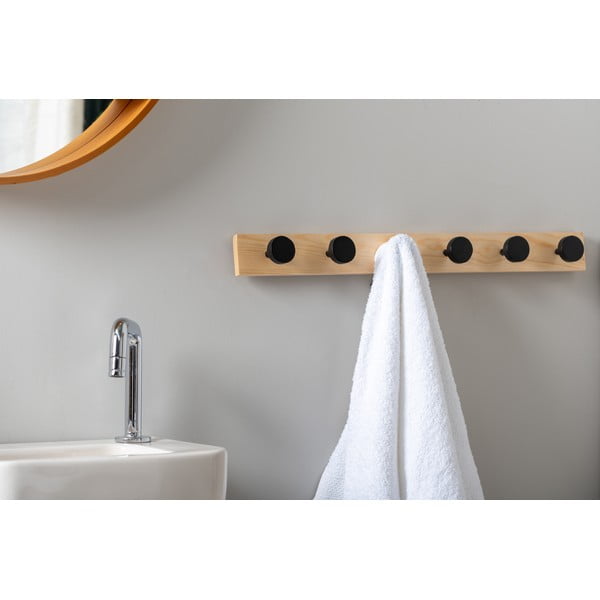 Черна стенна закачалка от борова дървесина Knobs - PT LIVING-image-1