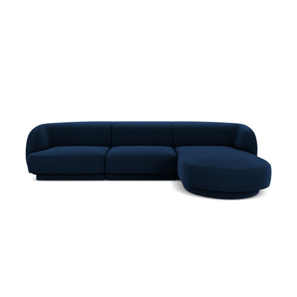 Ъглов диван от синьо кадифе (десен ъгъл) Miley - Micadoni Home