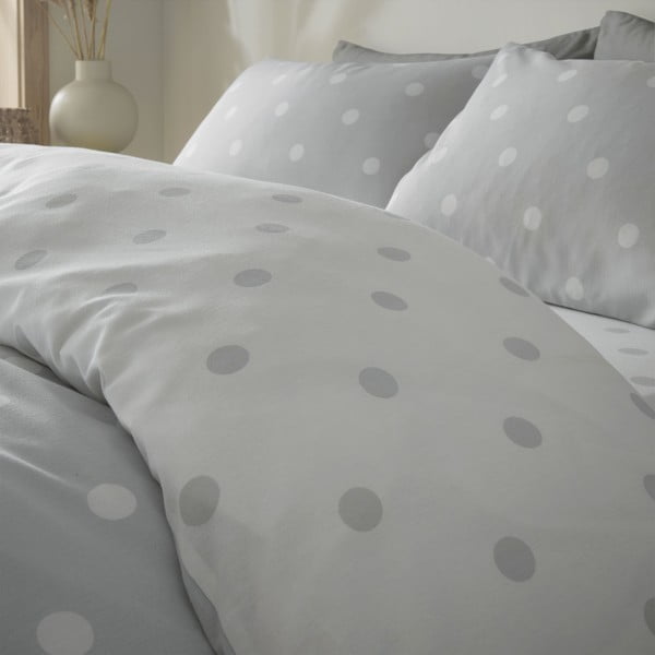 Бяло/светло сиво единично спално бельо 135x200 cm - Catherine Lansfield-image-2