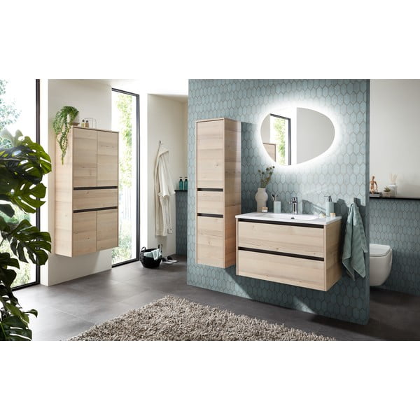 Шкаф за баня от декор от бор в естествен цвят 146x35 cm Quickset 393 – Pelipal-image-3