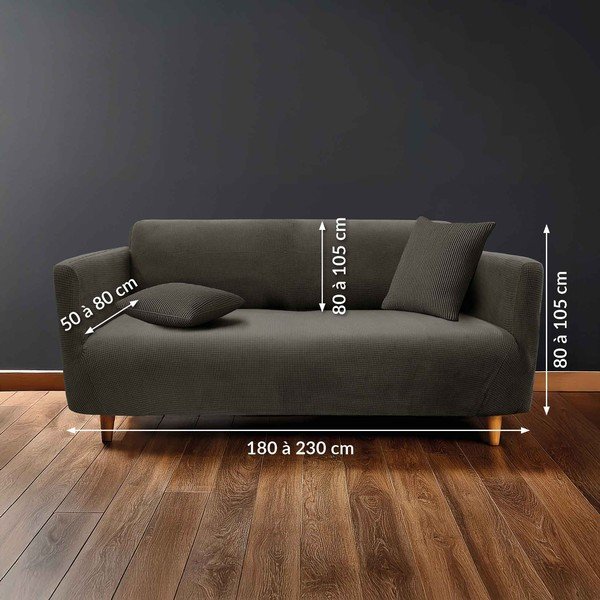 Антрацитно триместно ластично покривало за диван Sacha – douceur d'intérieur-image-2