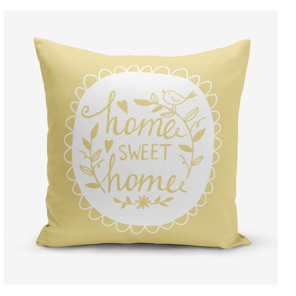 Жълта калъфка за възглавница Home Sweet Home, 45 x 45 cm - Minimalist Cushion Covers
