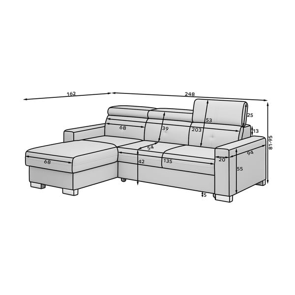 Черен разтегателен ъглов диван с място за съхранение (ляв ъгъл) Fresia – ELTAP-image-2