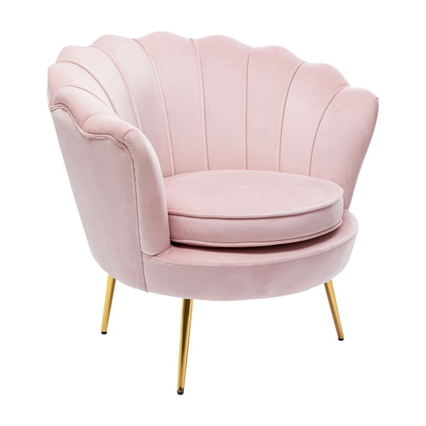 Светло розово кадифено кресло Water Lily - Kare Design