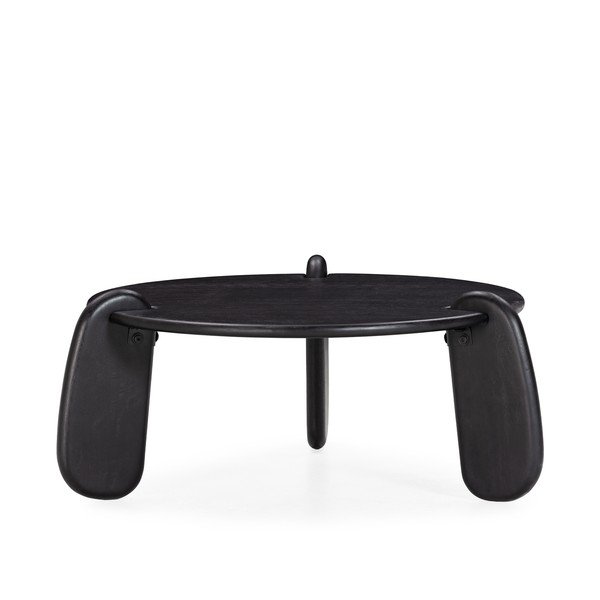 Черна кръгла масичка за кафе от масивно манго ø 80 cm Tamira – MOME-image-2