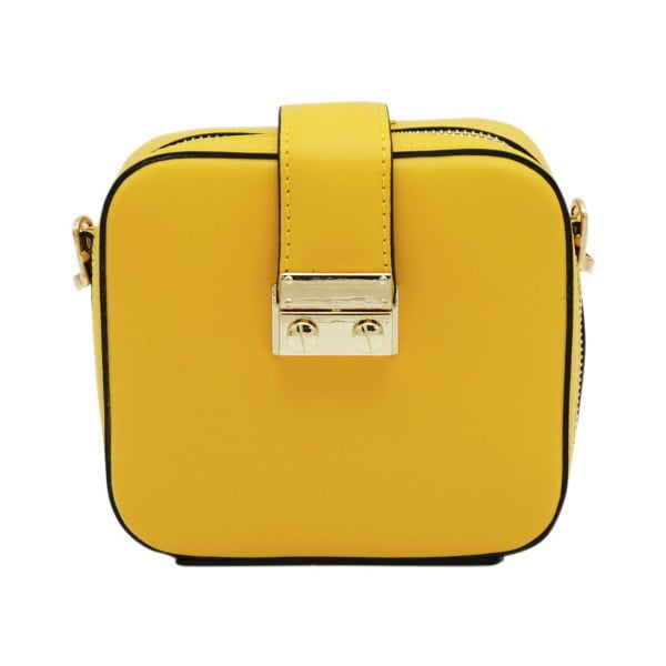 Жълта чанта от естествена кожа Pacco - Andrea Cardone