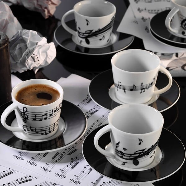 Комплект от 6 порцеланови чаши и чинии Kutahya Song - Kütahya Porselen