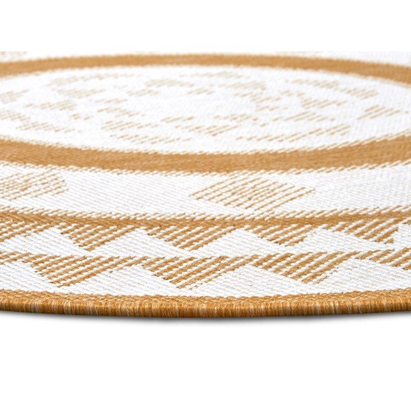 Кръгъл външен килим в бял цвят и жълта охраø 140 cm Jamaica – NORTHRUGS-image-3