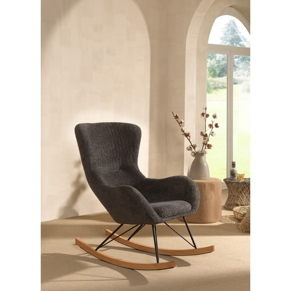 Сив люлеещ се детски стол от плат букле ROCKY – Vipack-image-2