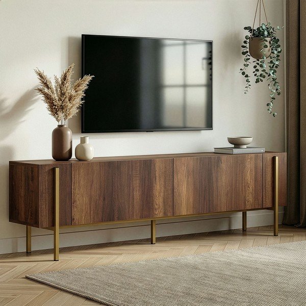 Маса за телевизор от декор от орех в тъмно естествен цвят 180x45x30 cm Nexus – Kalune Design-image-1