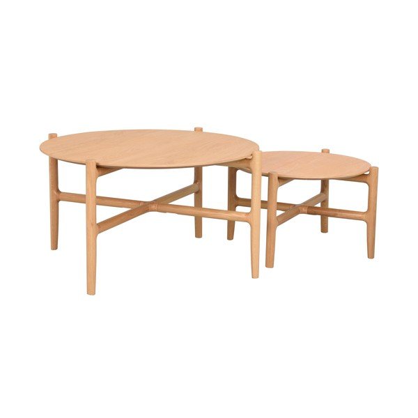Масичка за кафе от естествен дъб ø 80 cm Holton - Rowico-image-4